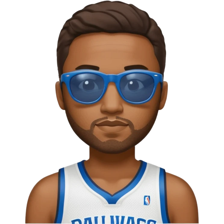 Brown skin man with sunglasses and Dallas mavericks jersey emoji