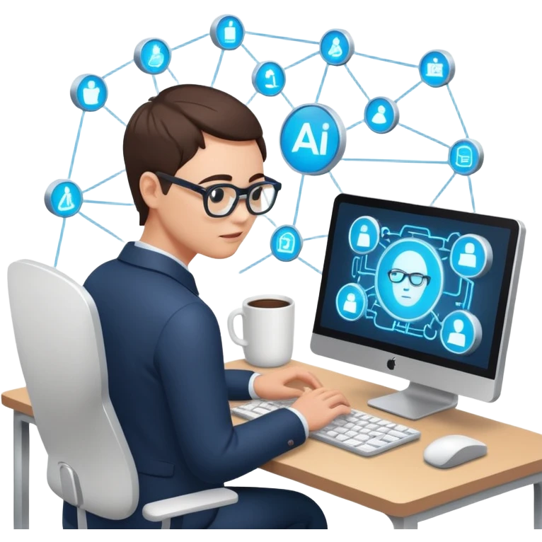 create an isometric analogous to showcase AI embedded experience in workflows, include the word AI emoji