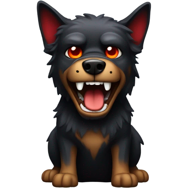 Evil dog with red eyes emoji