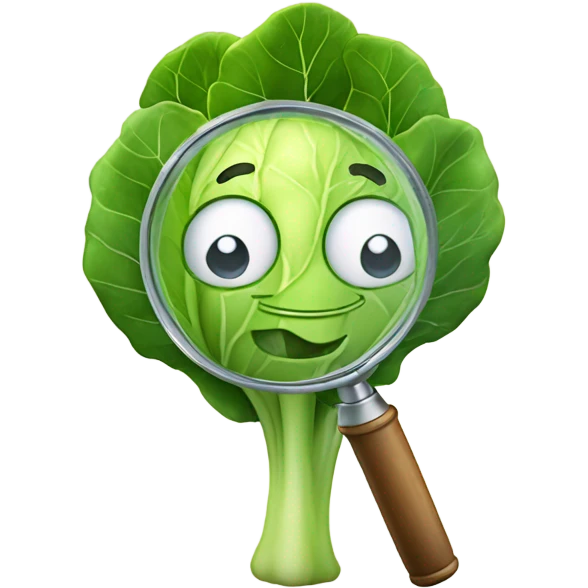 happy cabbage hold magnifying glass emoji