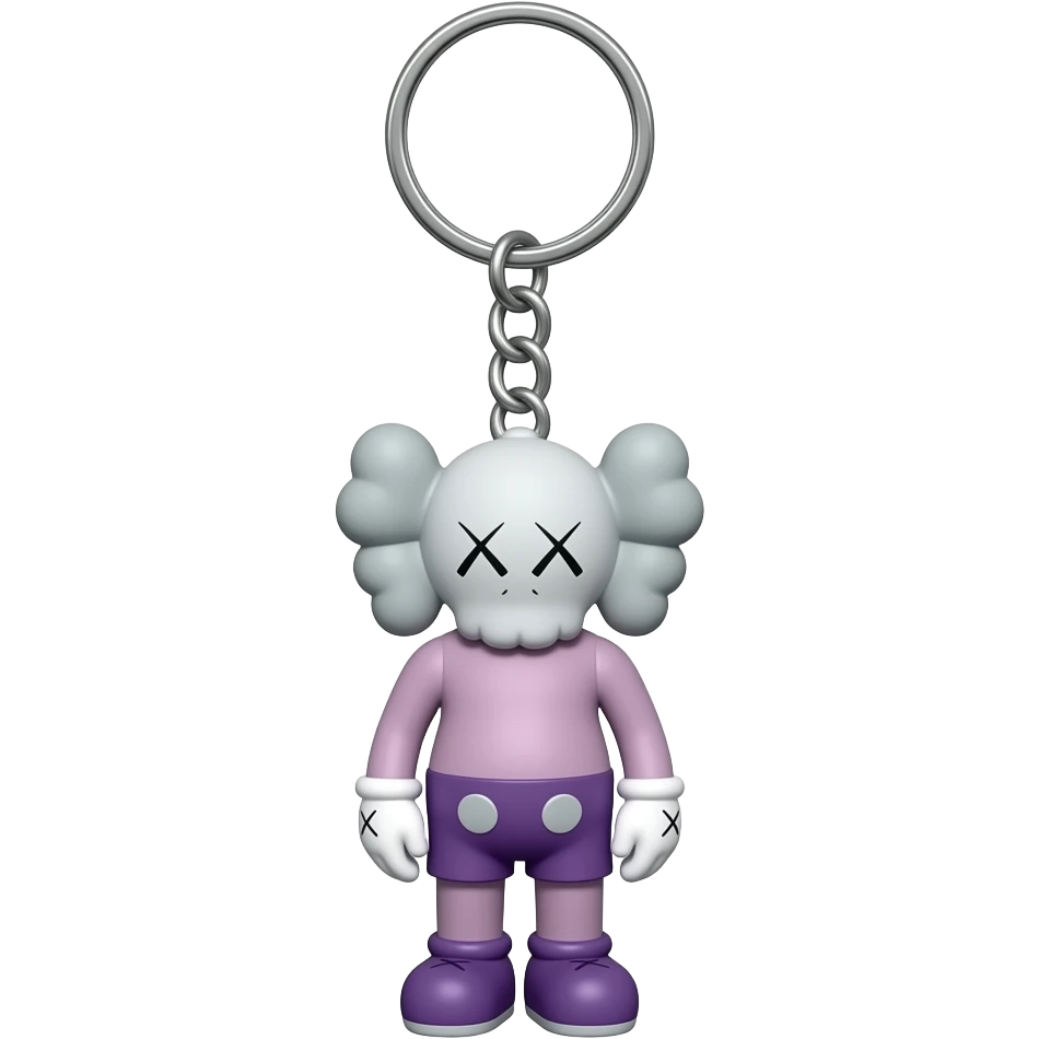 pastel purple and pink KAWS keychain emoji
