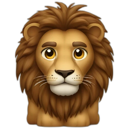 Lion fourrure marron crinière marron foncée yeux verts emoji