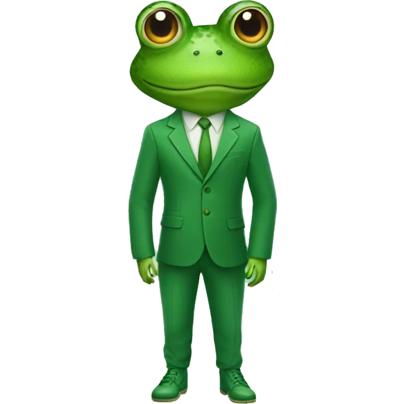 frog in a green suit and green shoes emoji
