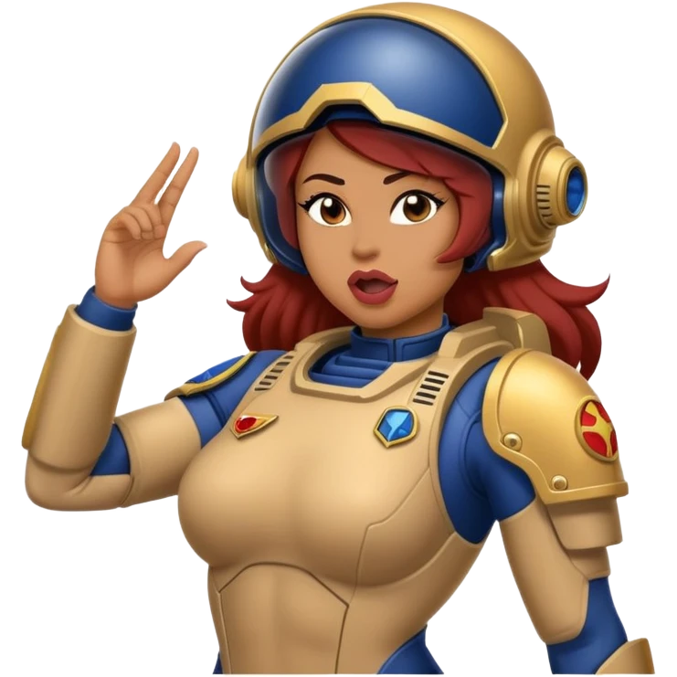woman space marine in bodysuit salutes tongue out emoji