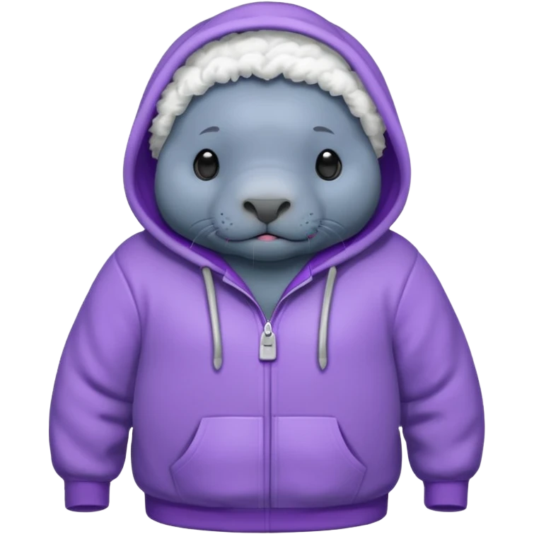 Manatee wearing a purple hoodie emoji