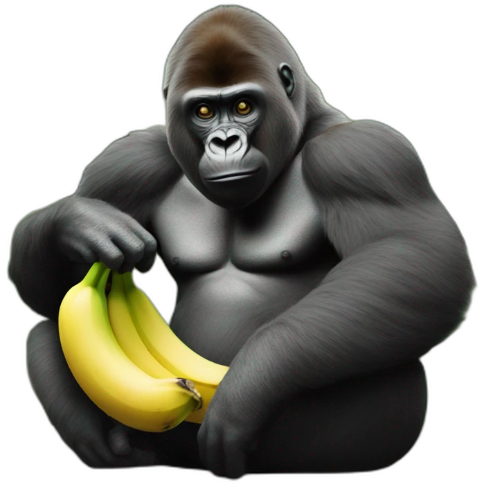 Gorille qui mange bananane emoji