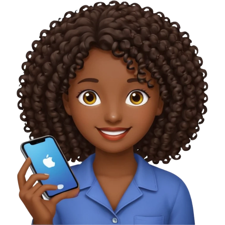 Uma menina de cabelo cacheados morena com os olhos meios puxados fazendo várias coisas emoji
