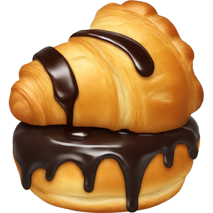 croissant with chocolate sauce in the surface emoji