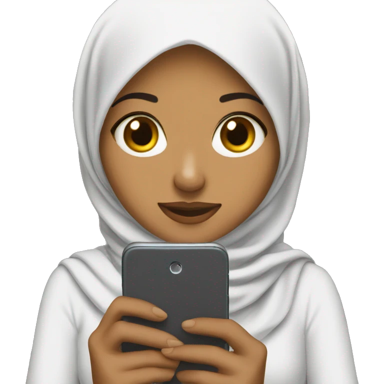 Hijabi girl texting emoji