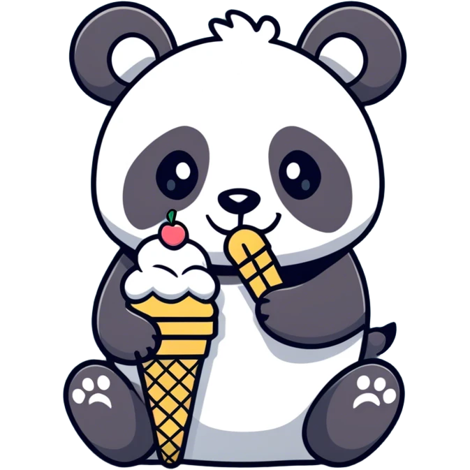 Panda eating ice cream emoji