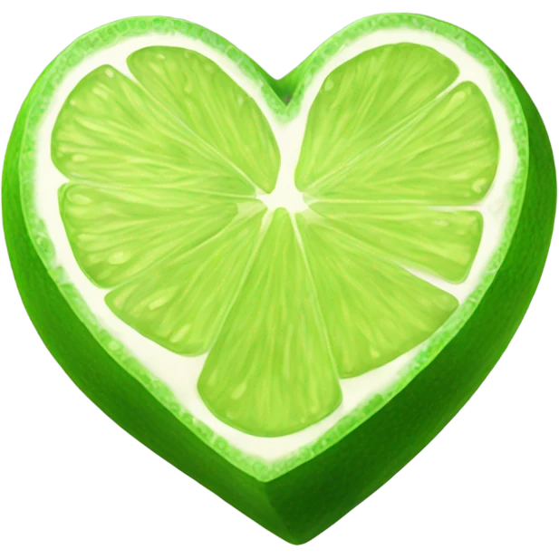 Realistic heart shaped slice of lime isolated.  emoji