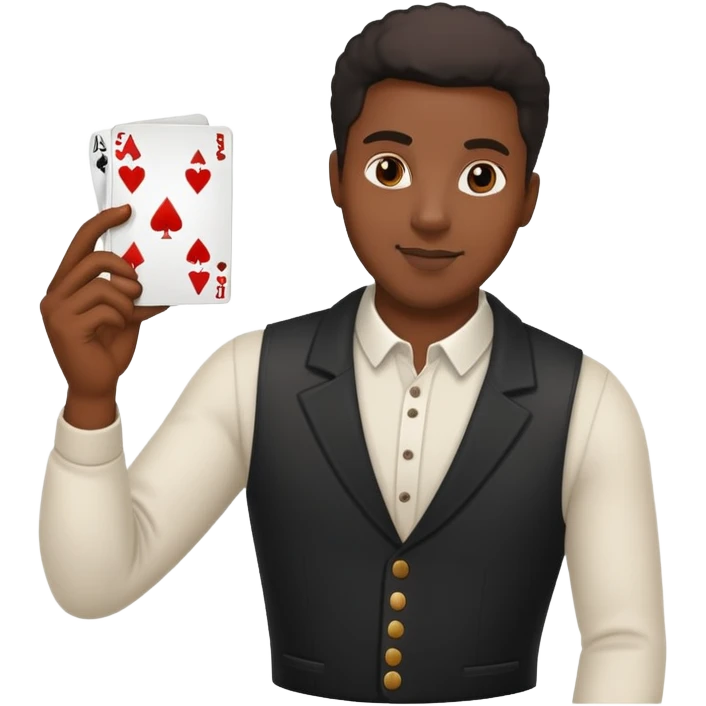 black man holding a card in one hand emoji