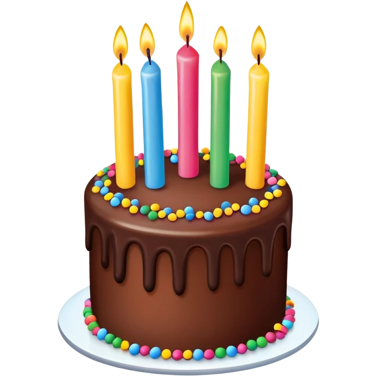 birthday cake with candles and frosting emoji