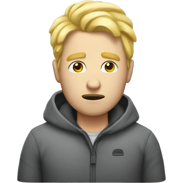 Man with blonde hair feeling cold emoji