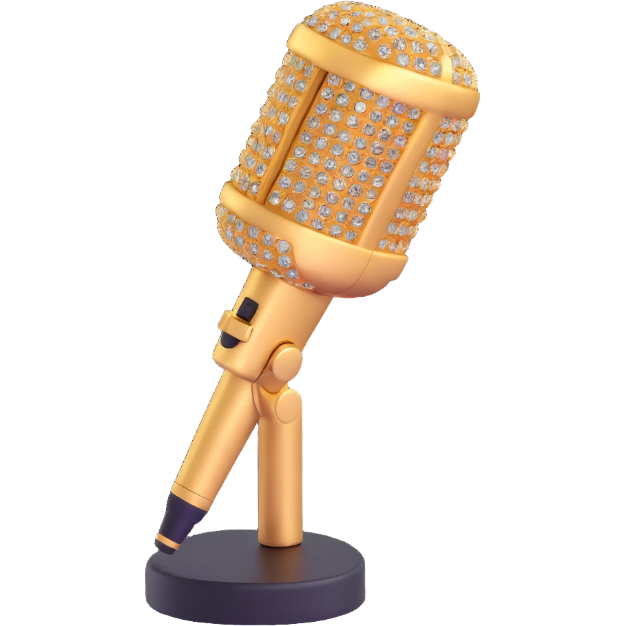 glamorous gold microphone with rhinestones emoji