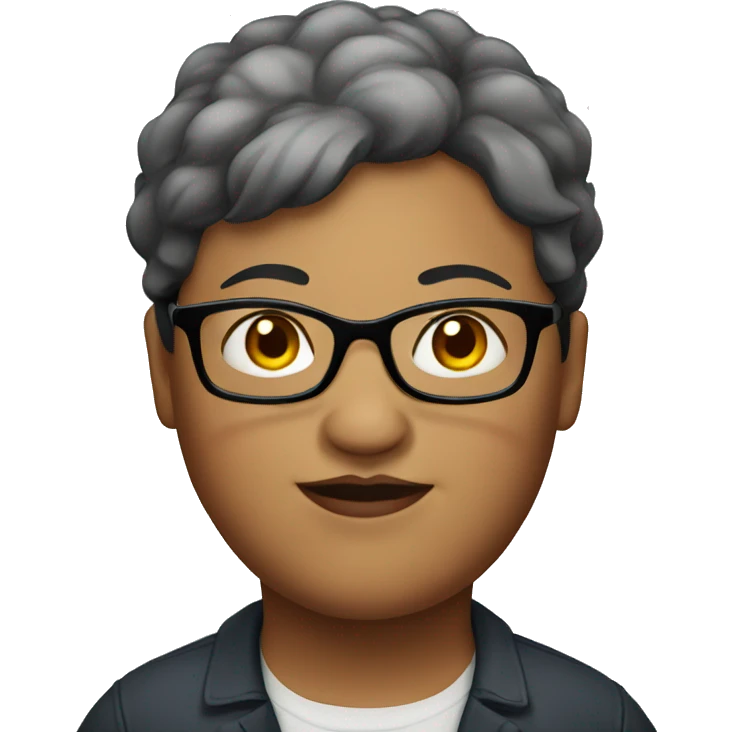 fat woman with short dark red hair and glasses emoji