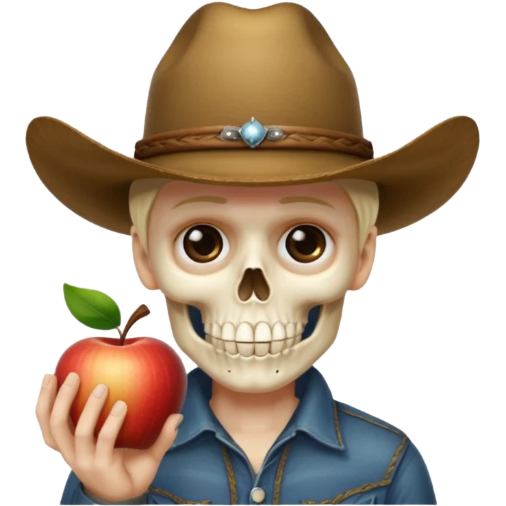 The apple skull, cowboy, and shushing emoji combined into one emoji