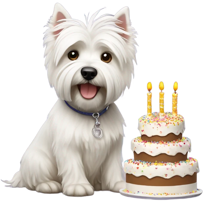 Westie with cake emoji