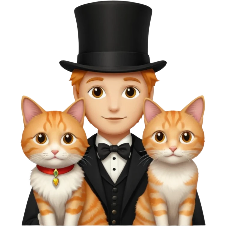 magician couple and their pet cat emoji