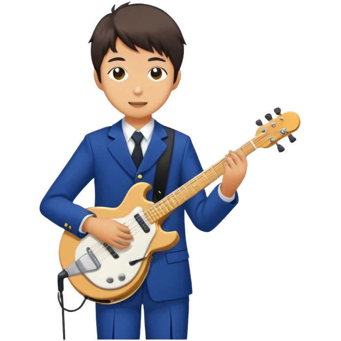 Japanese high school boy performing in a band at school cultural festival emoji