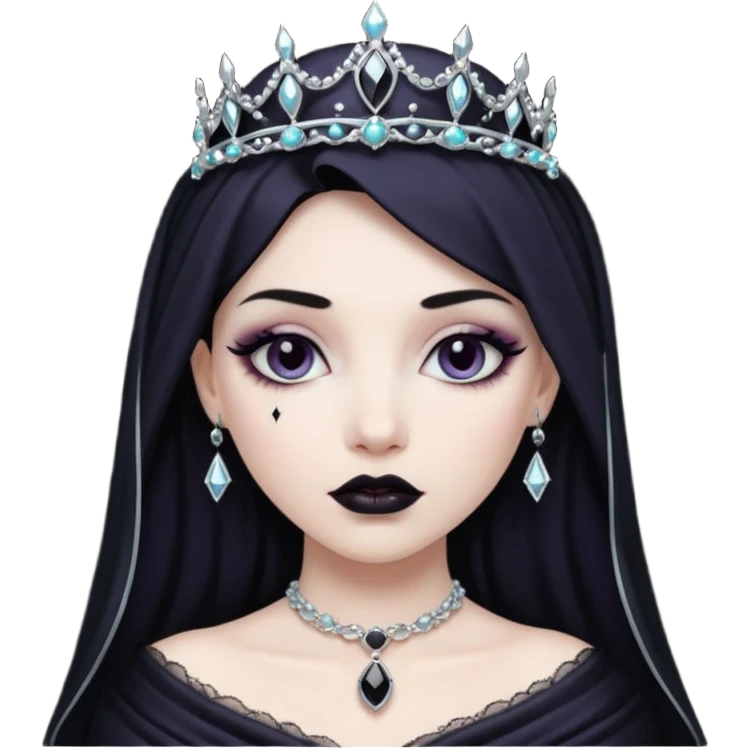 Night Princess – black veil + silver gem,Shadow Princesses. emoji