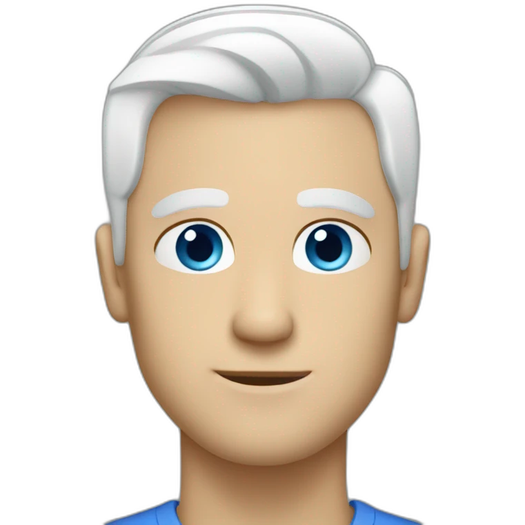 man with short white hair and blue eyes emoji