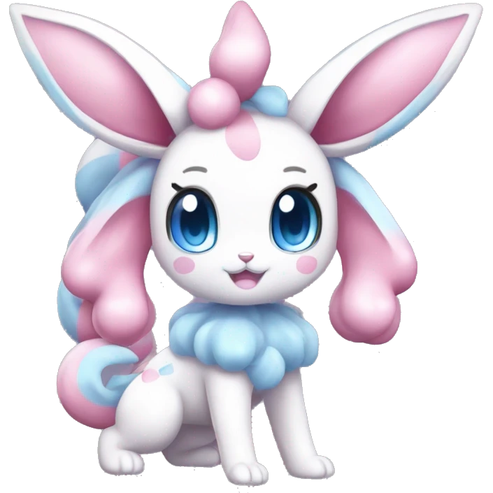 Kawaii Gorgeous Beautiful Pretty Shiny Sparkly Sylveon-Pokémon full body emoji