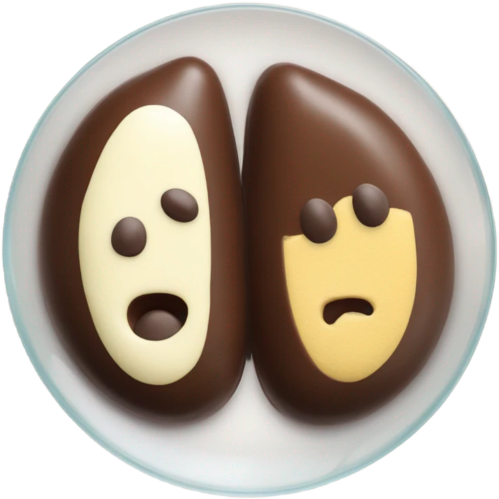 Chocolate and vanilla quenelle on glass plateemoji emoji