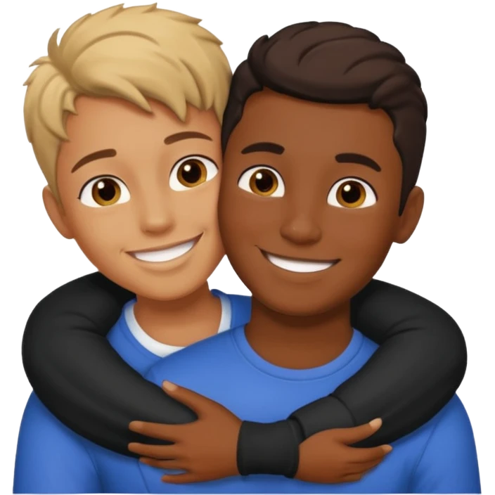 carmel baddie and tall darkskin boy hugging  emoji