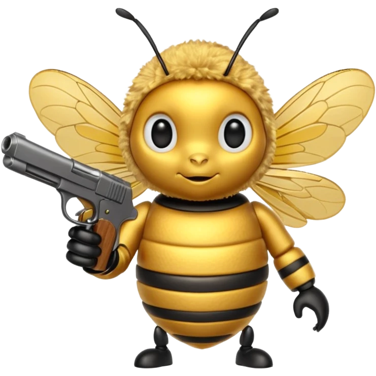 bee emoji with gun emoji