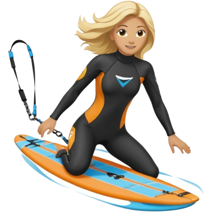 Blonde long haired ladie Kiteboarding  emoji
