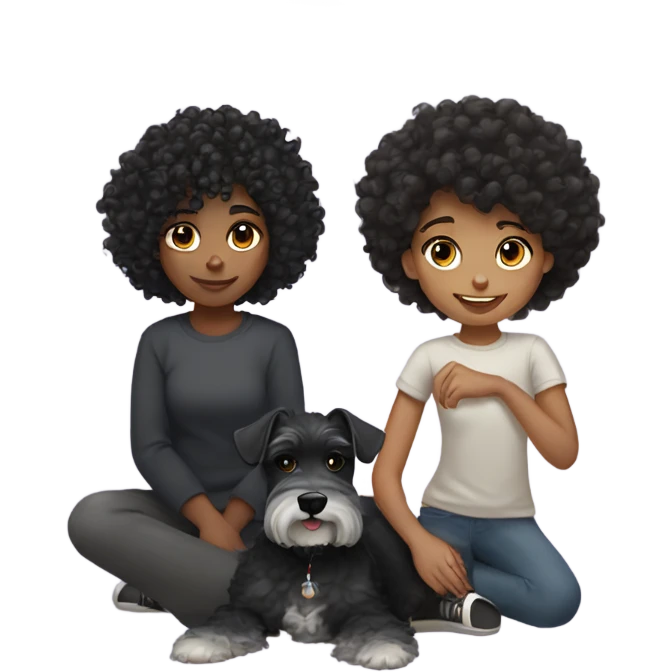 Black Curly haired girl with a schnauzer emoji