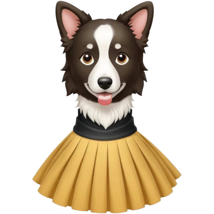 berger australien noir et blanc avec une jupe emoji