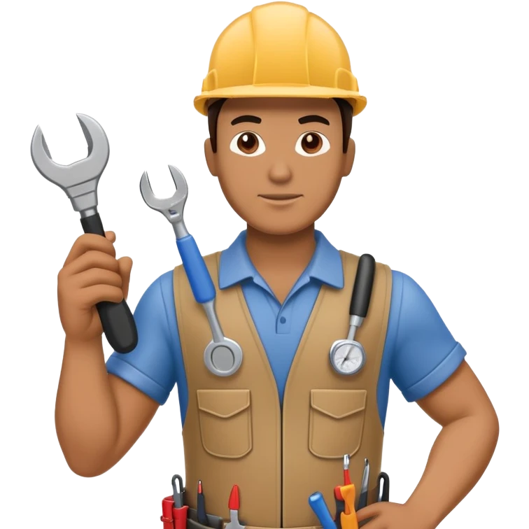 HVAC technician with tools action figure emoji