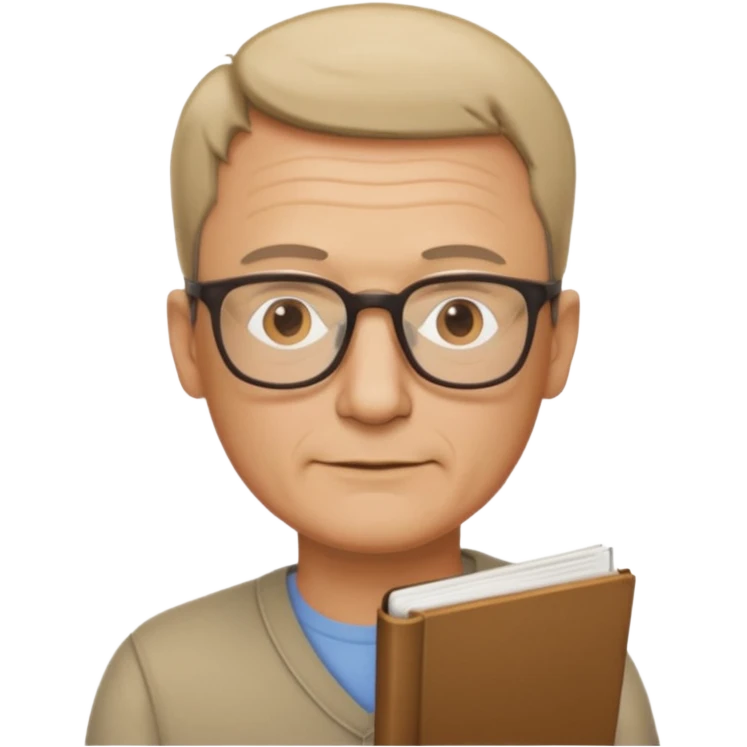 hombre, 50 años pelo poco rapado delgado con gafas de lectura emoji