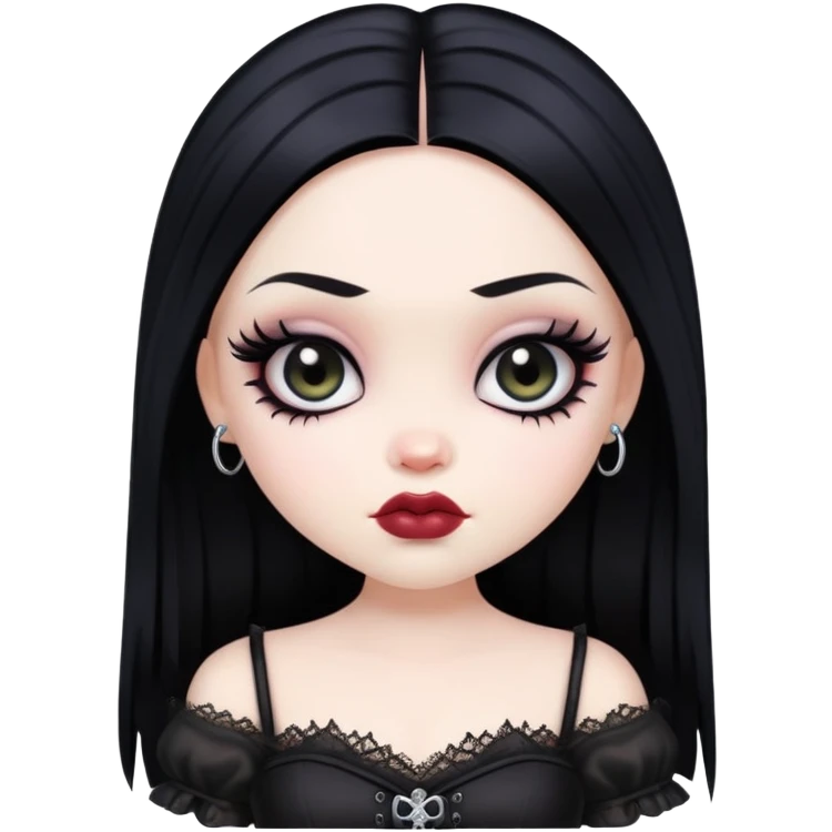 gothic pretty bratz baddie, black hair emoji