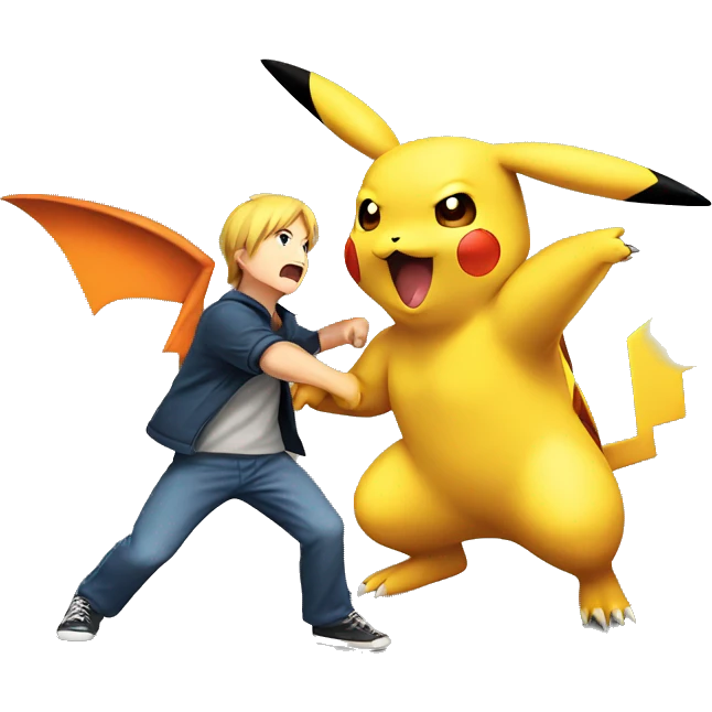 Pikachu fighting charizard  emoji