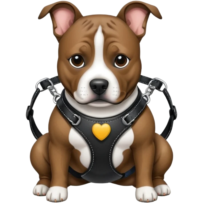 brindle staffy with black leather harness emoji