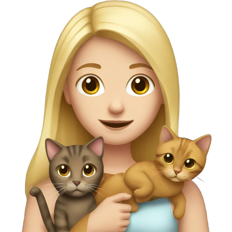 Blond Carl girl with brown cat  emoji
