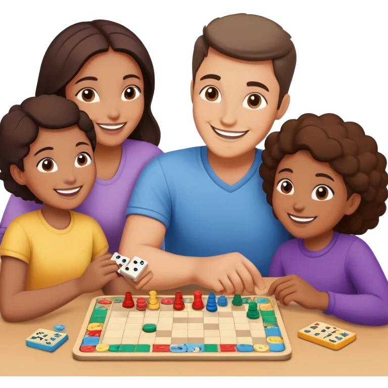 Family playing board games together at home emoji