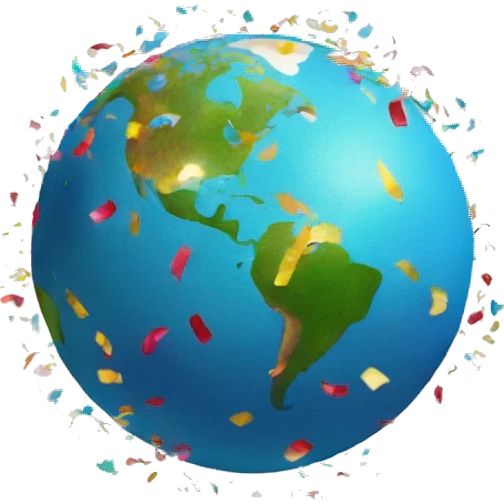 earth with confetti emoji