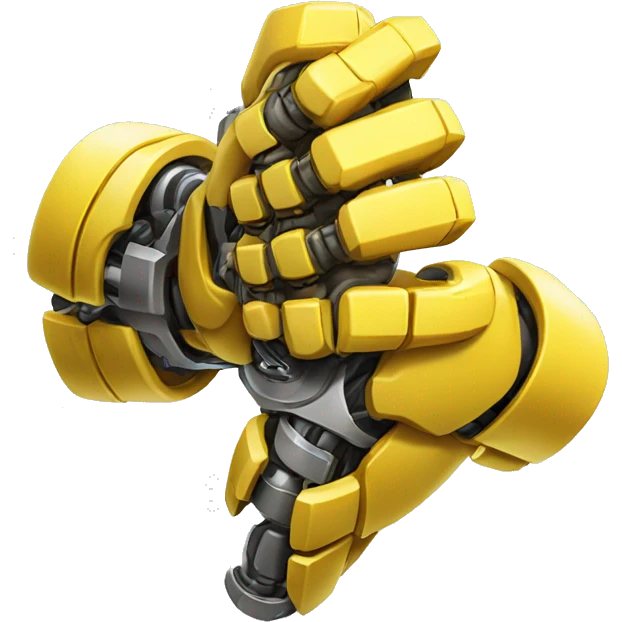 Flexing yellow mechanical cyborg bicep and arm emoji