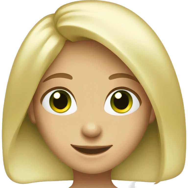 Blonde girl with green eyes smiling  emoji