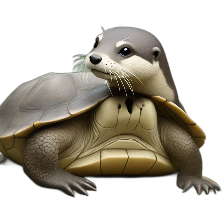 Loutre sur une tortue  emoji