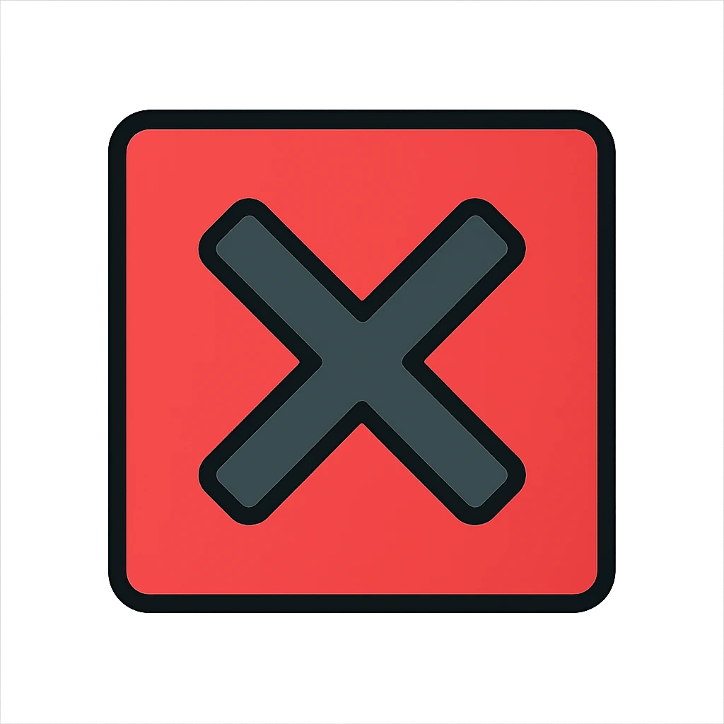 an X symbol inside a red box, icon style emoji