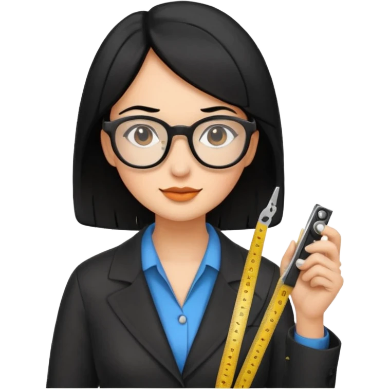 tailor woman holding measure black hair emoji