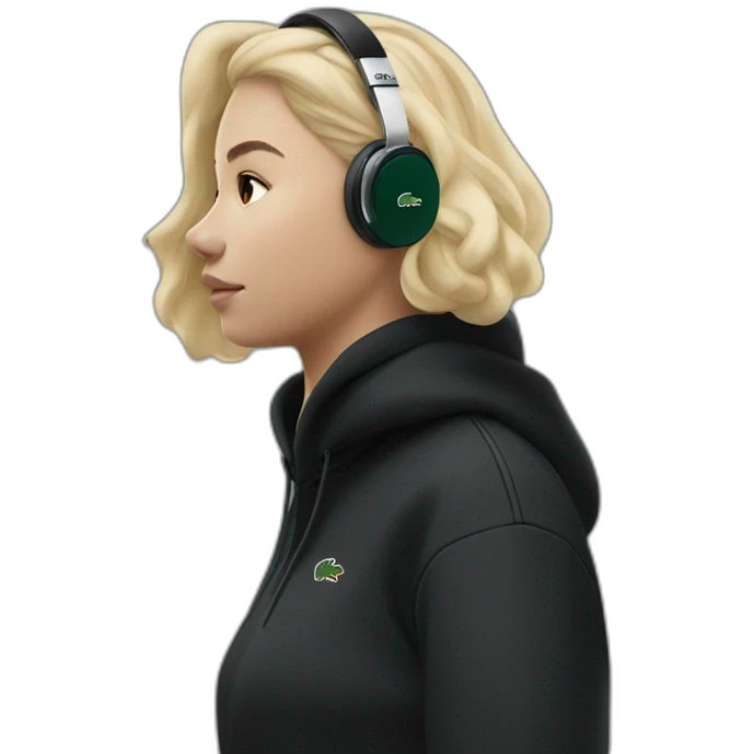 Lacoste headphone latina girl with black lacoste hoodie emoji