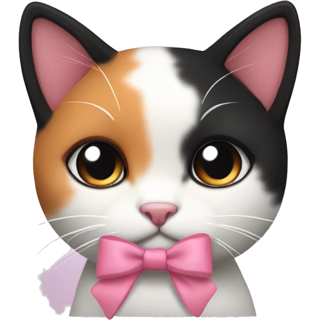 cute white orange black calico cat with pink bow  emoji