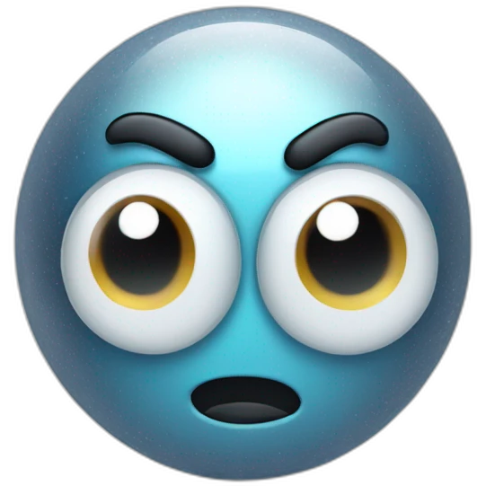3d sphere Mercury with a cartoon freezing skin texture with big confident eyes emoji