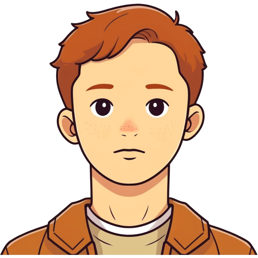 Man with freckles, light skin, brown hair emoji